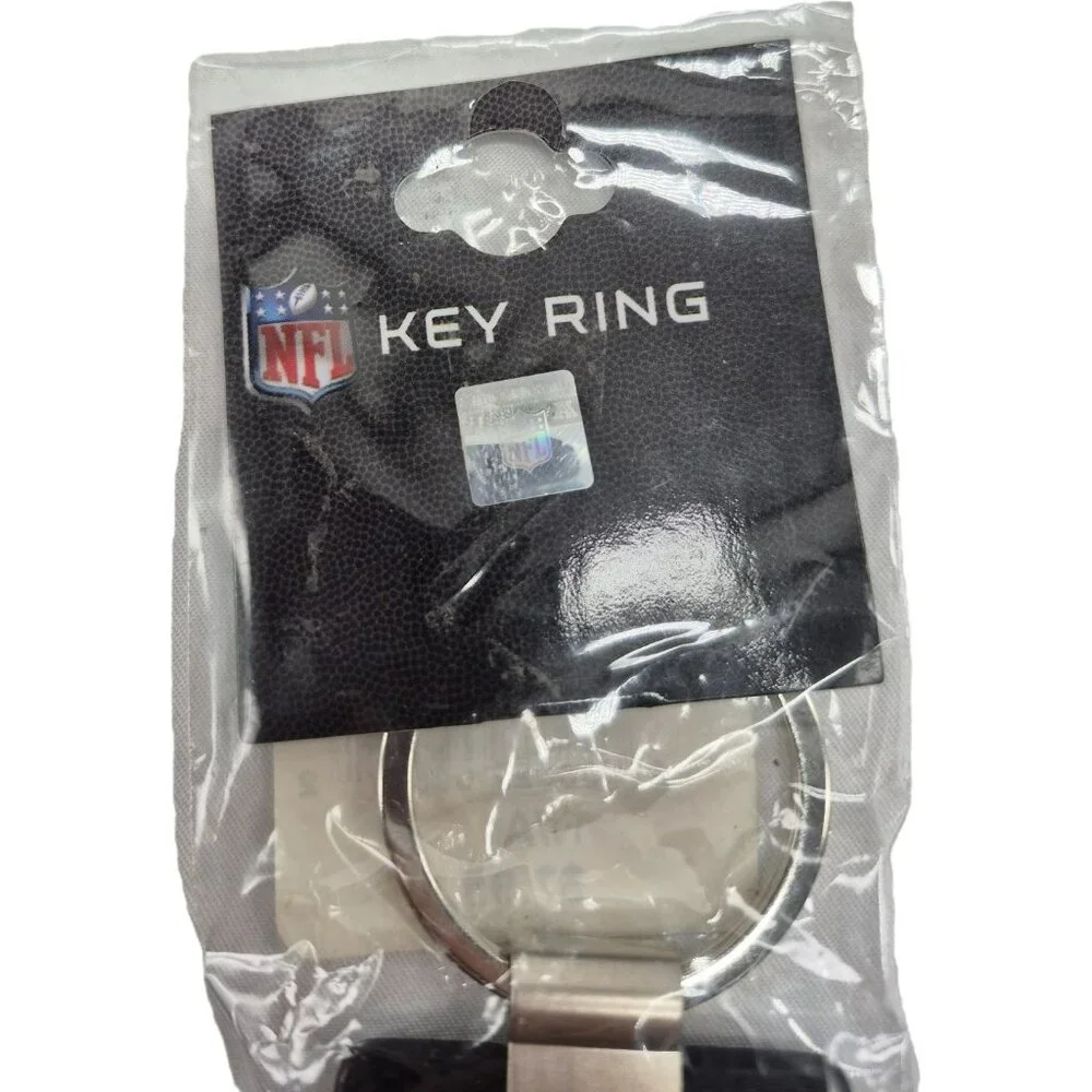 Aminco NFL Packers Black Leather Metal Key Ring Keychain Laser Engraved Black Si